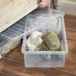 B&M Jumbo Underbed Storage Box With Lid 42L - Clear -Cozy Living Home Store 257918 42l jumbo underbed storage box with lid clear 4