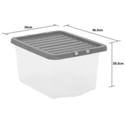 B&M Clear Storage Box With Lid 30L - Grey -Cozy Living Home Store 258020 30l storage box with lid grey 3