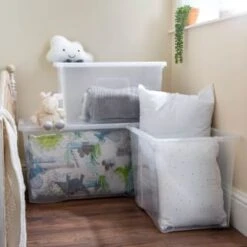 B&M Large Storage Box With Lid 110L - Clear 9 B&M Large Storage Box With Lid 110L - Clear -Cozy Living Home Store 284861 110l storage box with lid clear 5