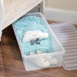 B&M Underbed Storage Box With Lid 55L - Clear -Cozy Living Home Store 307321 55l under bed storage box with lid 4