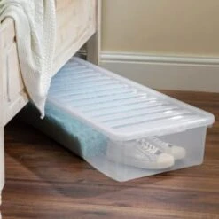 B&M Underbed Storage Box With Lid 55L - Clear -Cozy Living Home Store 307321 55l under bed storage box with lid 5