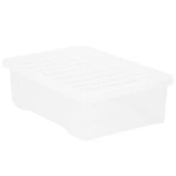 B&M Underbed Clear Storage Box With Lid 32L - Clear -Cozy Living Home Store 314173 32l underbed storage box with lid clear