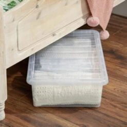 B&M Underbed Clear Storage Box With Lid 32L - Clear -Cozy Living Home Store 314173 32l underbed storage box with lid clear 4