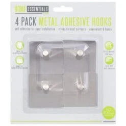 B&M Metal Adhesive Hooks 4pk - Square 9 B&M Metal Adhesive Hooks 4pk - Square -Cozy Living Home Store 332165 metal hooks 4pk square