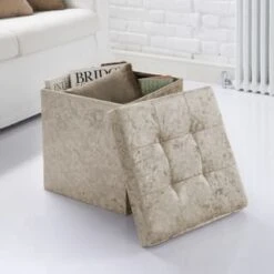 B&M Mink Velvet Storage Seat Ottoman