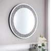 B&M Round Crushed Jewel Mirror - Silver -Cozy Living Home Store 338019 round crushed jewel mirror
