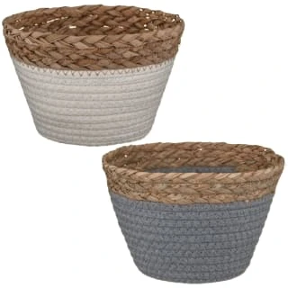 B&M Mini Cotton Wicker Basket - Grey 4 B&M Mini Cotton Wicker Basket - Grey - Image 2