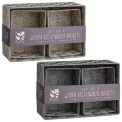 B&M Woven Storage Baskets 3pk - Silver -Cozy Living Home Store 365979 365978 3pk woven baskets group