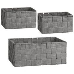 B&M Woven Storage Baskets 3pk - Silver -Cozy Living Home Store 365979 3pk woven baskets silver group