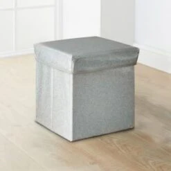 Cozy Living Home Store -Cozy Living Home Store 366012 silver glitter storge seat ottoman 2