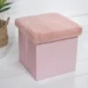 B&M Foldable Fur Seat - Blush 2 B&M Foldable Fur Seat - Blush -Cozy Living Home Store 366014 blush faux fur foldable seat ottoman
