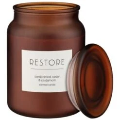 B&M Large Spa Scented Candle - Amber - Restore -Cozy Living Home Store 368679 large spa candle restore 3