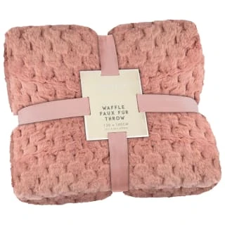 Heritage Collection Waffle Faux Fur Throw - Blush 3 Heritage Collection Waffle Faux Fur Throw - Blush