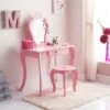 B&M Amelia Vanity Set With Stool & Mirror 2 B&M Amelia Vanity Set With Stool & Mirror -Cozy Living Home Store 375844 amelia vanity set pink