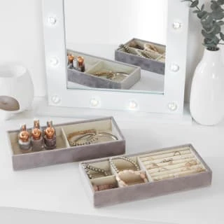 B&M Velvet Storage Organiser 2pk - Grey 3 B&M Velvet Storage Organiser 2pk - Grey