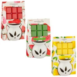 B&M Oil Burner & Wax Melt Set - Watermelon -Cozy Living Home Store 380472 380475 380478 oil burner wax melt set group