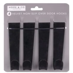 B&M Velvet Overdoor Hooks 4pk - Black 8 B&M Velvet Overdoor Hooks 4pk - Black -Cozy Living Home Store 383665 4 velvet non slip over door hooks black