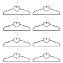 B&M Velvet Heart Shaped Hangers 8pk - Grey -Cozy Living Home Store 383671 8pk velvet shaped hangers hearts grey