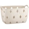 Diamond Embossed Cream Storage Basket - Large -Cozy Living Home Store 384959 diamond embossed storage basket cream large