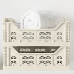Midi Stacking Fold Flat Crate 30.6 X 20.5 X 12.6cm - Cream 11 Midi Stacking Fold Flat Crate 30.6 X 20.5 X 12.6cm - Cream -Cozy Living Home Store 384970 384974 384975 home essentials midi stacking fold flat crate main
