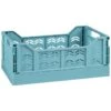 Midi Stacking Fold Flat Crate 30.6 X 20.5 X 12.6cm - Teal -Cozy Living Home Store 384975 home essentials midi stacking fold flat crate soft teal 2
