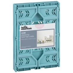Midi Stacking Fold Flat Crate 30.6 X 20.5 X 12.6cm - Teal -Cozy Living Home Store 384975 home essentials midi stacking fold flat crate soft teal
