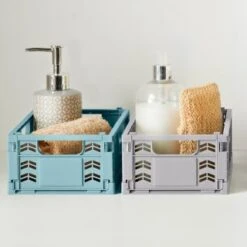 Mini Stacking Fold Flat Crate 22.2 X 15 X 8.7cm - Cream 12 Mini Stacking Fold Flat Crate 22.2 X 15 X 8.7cm - Cream -Cozy Living Home Store 384980 384981 384982 home essebtials mini stacking fold flat crate main