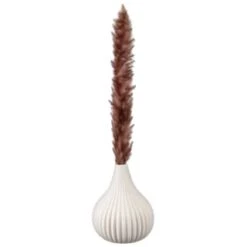 B&M Pink Pampas In Ribbed Vase