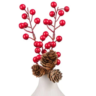 B&M White Vase With Berries 4 B&M White Vase With Berries - Image 2