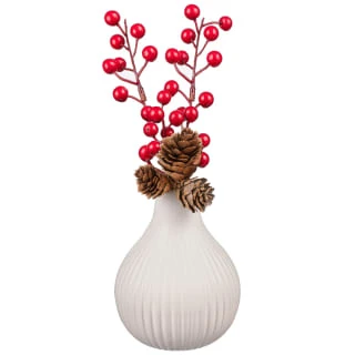 B&M White Vase With Berries 3 B&M White Vase With Berries