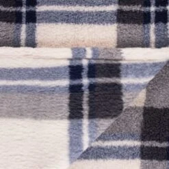 Simply Everyday Check Sherpa Throw - Navy -Cozy Living Home Store 388694 navy check sherpa throw 4