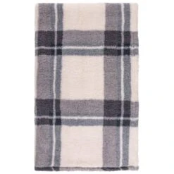 Simply Everyday Check Sherpa Throw - Grey -Cozy Living Home Store 388697 grey check sherpa throw 2