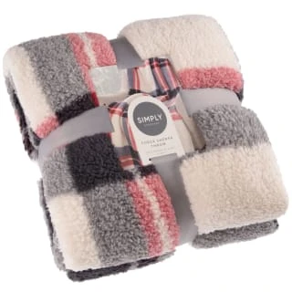 Simply Everyday Check Sherpa Throw - Red 3 Simply Everyday Check Sherpa Throw - Red
