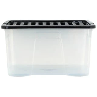 B&M Large Clear Storage Box With Lid 60L - Black 4 B&M Large Clear Storage Box With Lid 60L - Black - Image 2