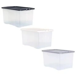 B&M Large Clear Storage Box With Lid 60L - Black 7 B&M Large Clear Storage Box With Lid 60L - Black -Cozy Living Home Store 391386 clear 60 litre box with lid group