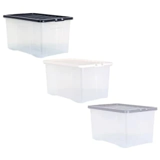 B&M Large Clear Storage Box With Lid 60L - Black 5 B&M Large Clear Storage Box With Lid 60L - Black - Image 3