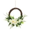 Bloom Wicker Floral Wreath - White 1 Bloom Wicker Floral Wreath - White -Cozy Living Home Store 392815 27cm half wicker floral wreath with jute hoop hanger white