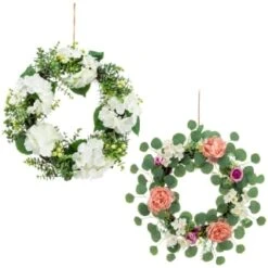 Bloom Spring Flowers Wreath - Pink -Cozy Living Home Store 392822 spring flowers wreath white