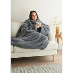 Home Essentials Teddy TV Blanket - Charcoal 11 Home Essentials Teddy TV Blanket - Charcoal -Cozy Living Home Store 393425 home essentials teddy tv blanket charcoal