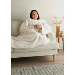 Home Essentials Teddy TV Blanket - Cream -Cozy Living Home Store 393427 home essentials teddy tv blanket cream