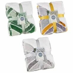 B&M Simply Geo Waffle Throw - Green -Cozy Living Home Store 394916 394917 394920 simply geo waffle throw group