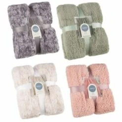 B&M Simply Two Tone Teddy Throw - Grey -Cozy Living Home Store 394924 394926 394927 394928 simply plain teddy throw group 3