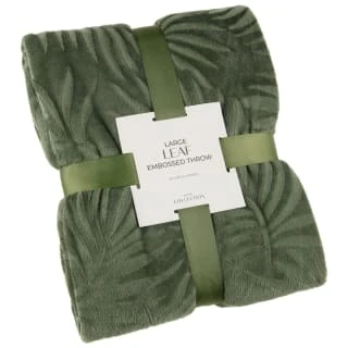 Large Leaf Embossed Green Throw 3 Large Leaf Embossed Green Throw