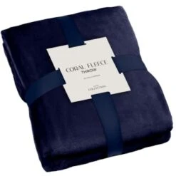Navy Coral Fleece Throw