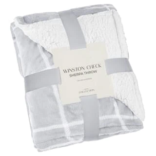 Winston Grey Check Sherpa Throw 3 Winston Grey Check Sherpa Throw