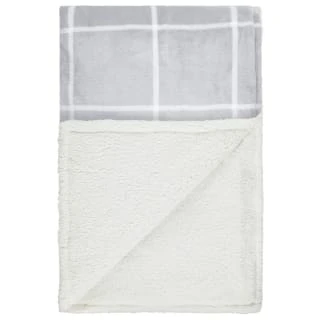 Winston Grey Check Sherpa Throw 4 Winston Grey Check Sherpa Throw - Image 2