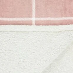 Winston Blush Sherpa Check Throw -Cozy Living Home Store 394980 winston check throw blush 2
