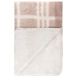 B&M Check Sherpa Throw - Natural -Cozy Living Home Store 394999 check sherpa throw natural 2