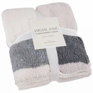Grey Check Sherpa Throw 3 Grey Check Sherpa Throw