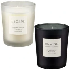 B&M Unwind Scented Candle - Ylang Ylang & Rose & Patchouli -Cozy Living Home Store 395420 395422 small candle group 1